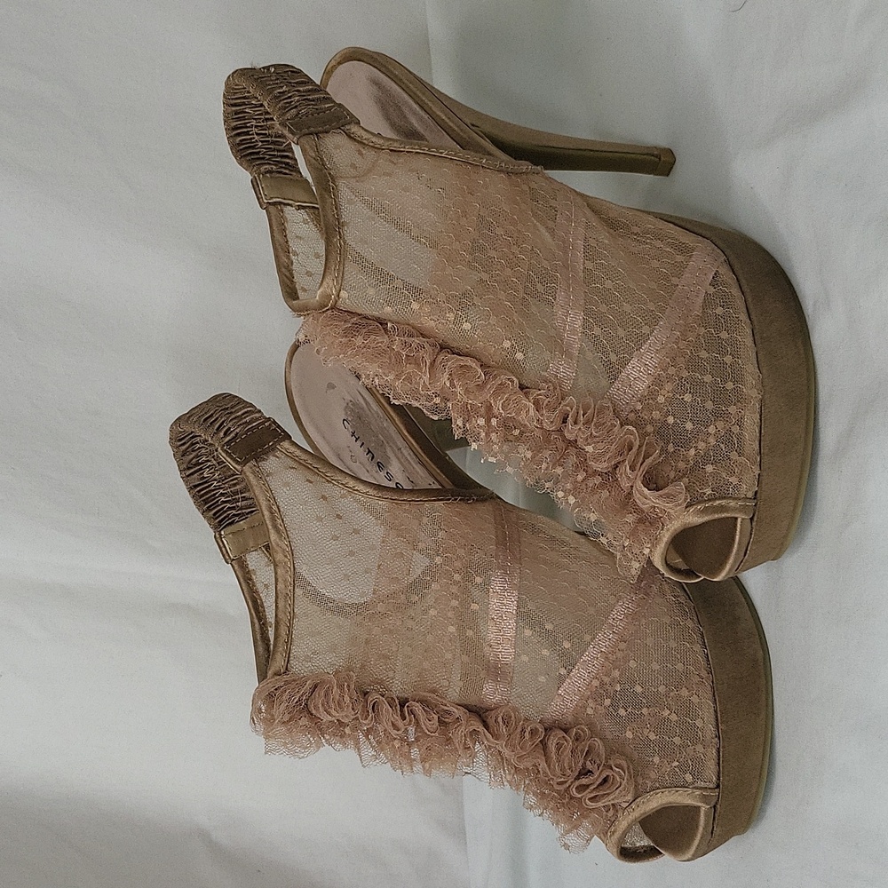 Chinese Laundry lace open peep toe high heels